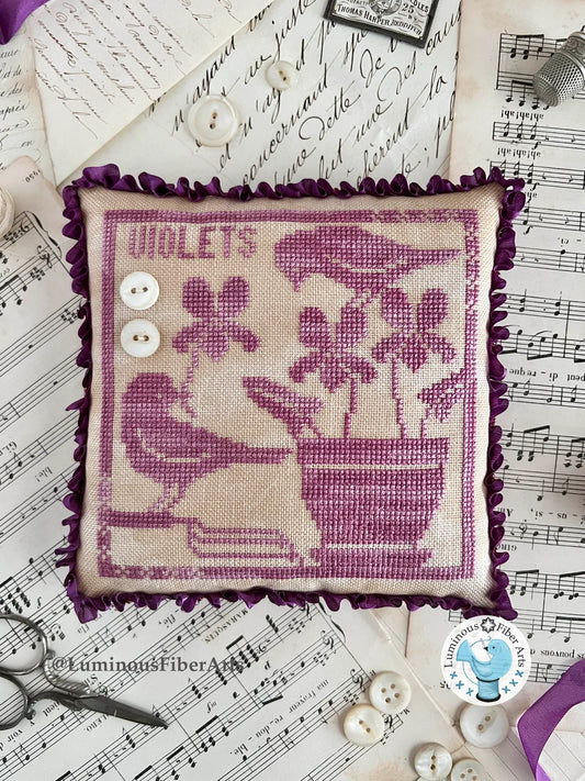 Gathering Violets Cross Stitch Pattern by Luminous Fiber Arts
