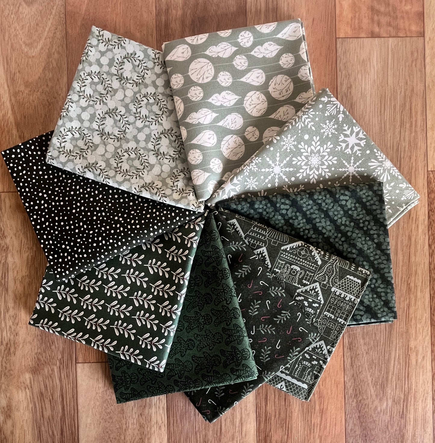 Gingerbread Lane Greens Fat Quarter Bundle by Kileys Quilt Room for Moda Fabrics