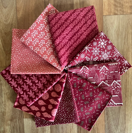 Gingerbread Lane Reds Pinks Fat Quarter Bundle by Kileys Quilt Room for Moda Fabrics