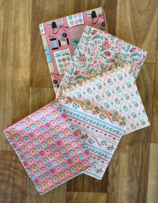 Granny's Sewing Room Pinks Fat Quarter Bundle by Sheri McCulley for Poppie Cotton