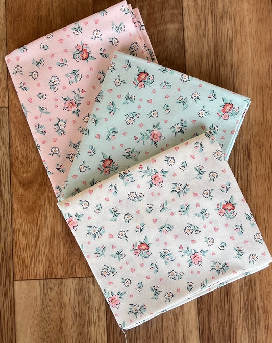Granny's Sewing Room Hearts and Posies Fat Quarter Bundle by Sheri McCulley for Poppie Cotton