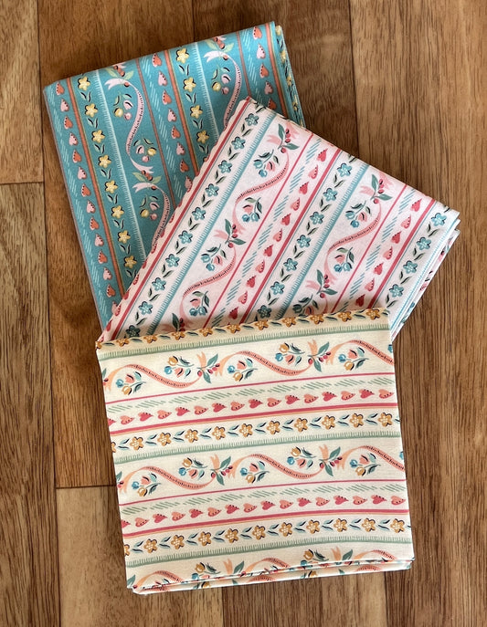 Granny's Sewing Room Ticking Fat Quarter Bundle by Sheri McCulley for Poppie Cotton