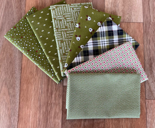 On Dasher Greens Fat Eighth Bundle by Sweetwater for Moda Fabrics