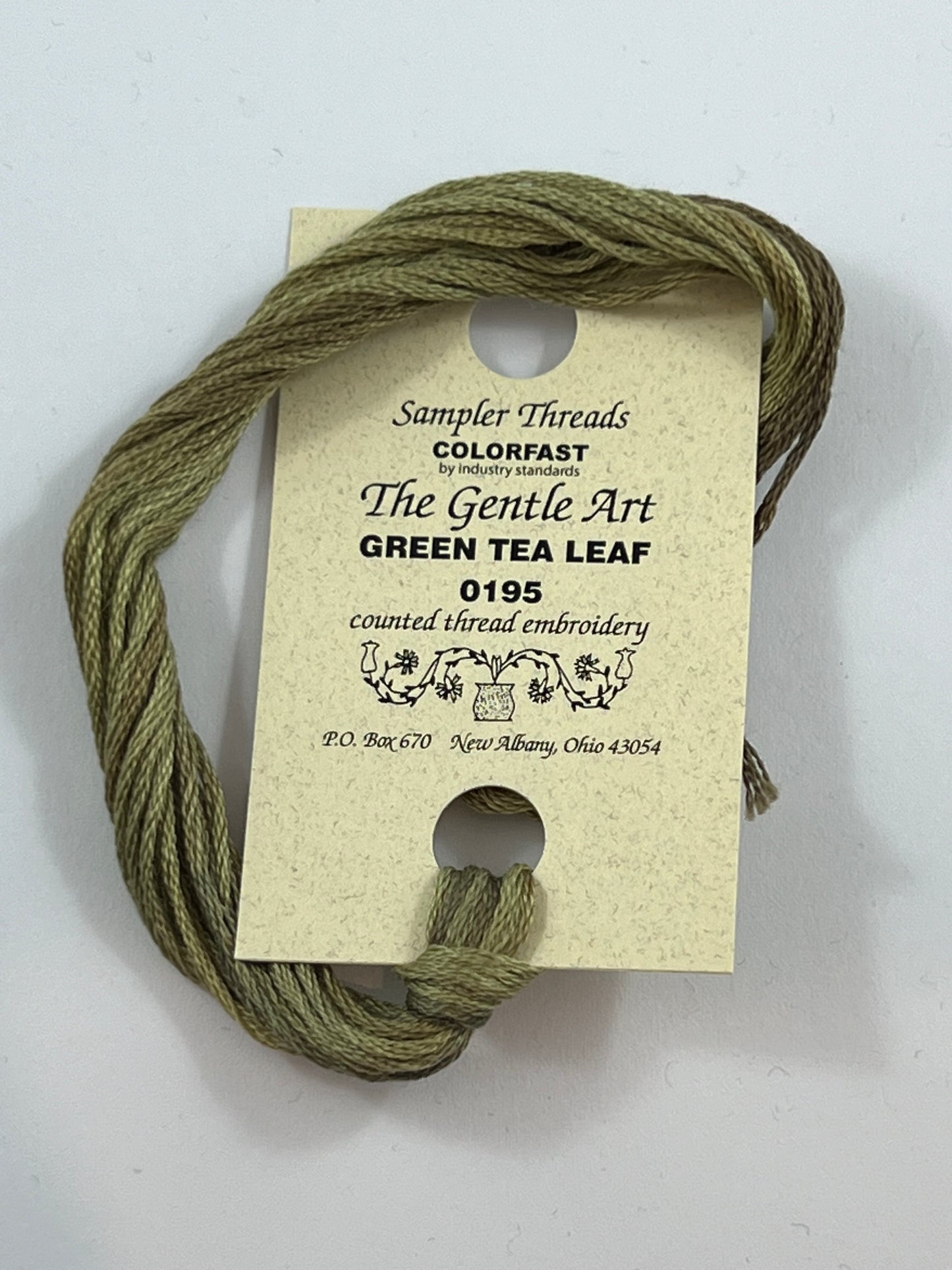 Green Tea Leaf 0195 The Gentle Art Sampler Thread 6 Stranded Hand Dyed Embroidery Floss