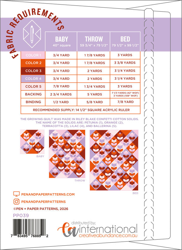 Growing Quilt Pattern - Pen and Paper