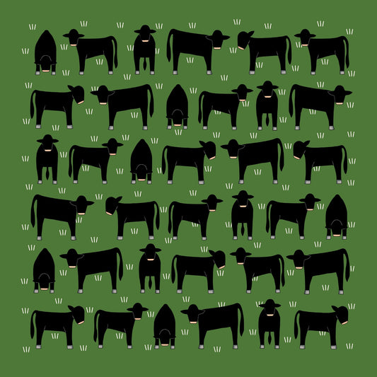 Angus on Green Cotton Hanky by Red Tractor Designs