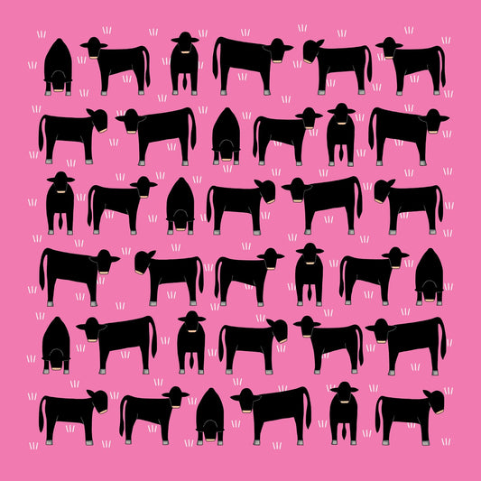 Angus on Pink Cotton Hanky by Red Tractor Designs