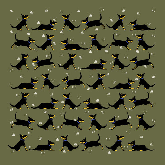Black and Tan Kelpies Cotton Hanky by Red Tractor Designs