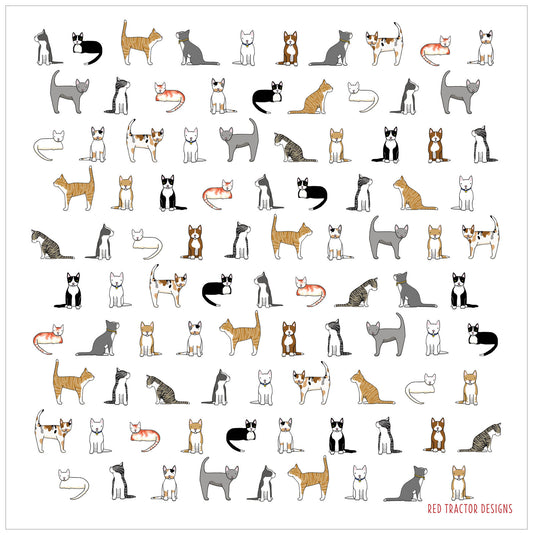 Cats Cotton Hanky by Red Tractor Designs