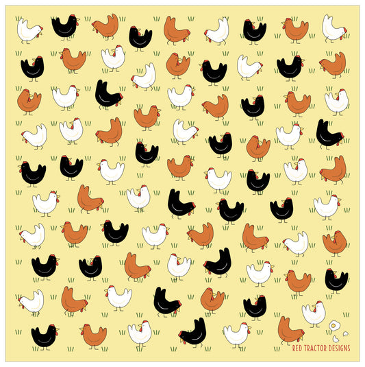 Chooks on Butter Cotton Hanky by Red Tractor Designs