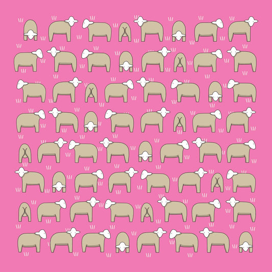 Sheep on Pink Cotton Hanky by Red Tractor Designs