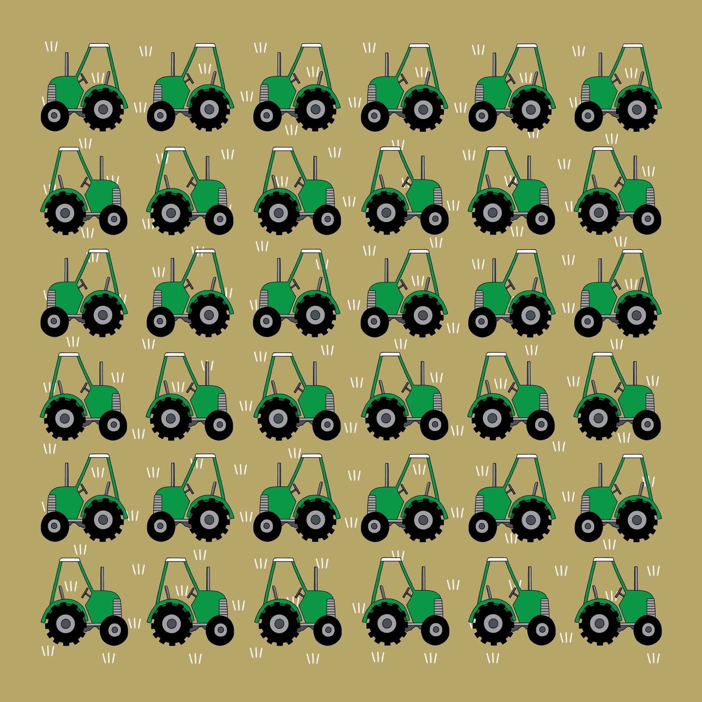 Green Tractors Cotton Hanky by Red Tractor Designs