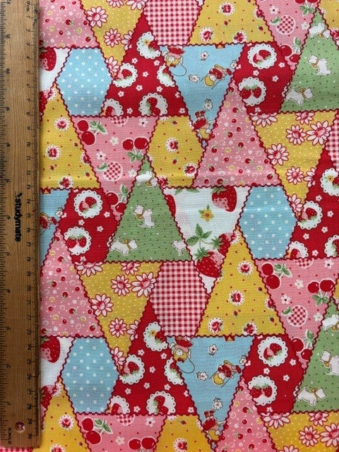 Happy Message 30's Collection Triangle Multi HM10649-A by Atsuko Matsuyama for Yuwa Fabrics (sold in 25cm increments)
