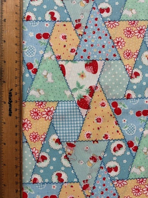 Happy Message 30's Collection Triangle Blue HM10649-C by Atsuko Matsuyama for Yuwa Fabrics (sold in 25cm increments)