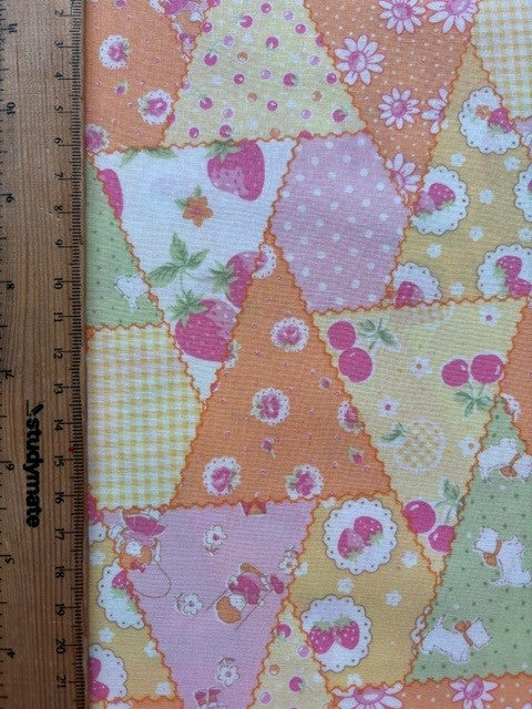 Happy Message 30's Collection Triangle Orange HM10649-D by Atsuko Matsuyama for Yuwa Fabrics (sold in 25cm increments)