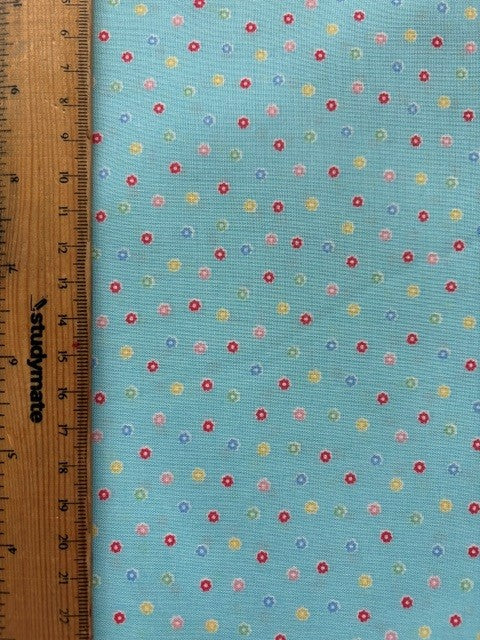 Happy Message 30's Collection Blue Flower HM10724-D by Atsuko Matsuyama for Yuwa Fabrics (sold in 25cm increments)