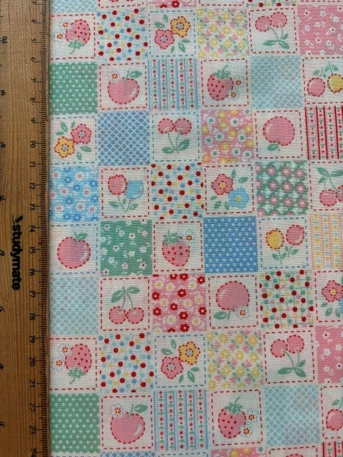 Happy Message 30's Collection Squares Pink Blue HM10725-D by Atsuko Matsuyama for Yuwa Fabrics (sold in 25cm increments)