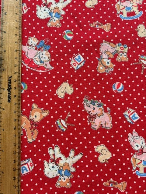 Happy Message 30's Collection Toys Red HM10726-A by Atsuko Matsuyama for Yuwa Fabrics (sold in 25cm increments)