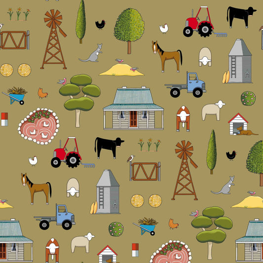 Homing Instincts on Olive by Red Tractor Designs (sold in 25cm increments)