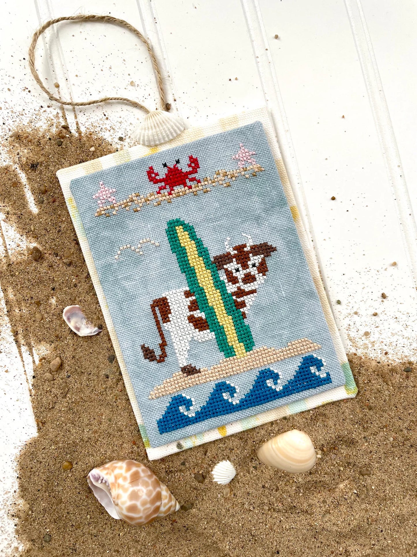 Hang Ten Heifer Cross Stitch Pattern Petal Pusher