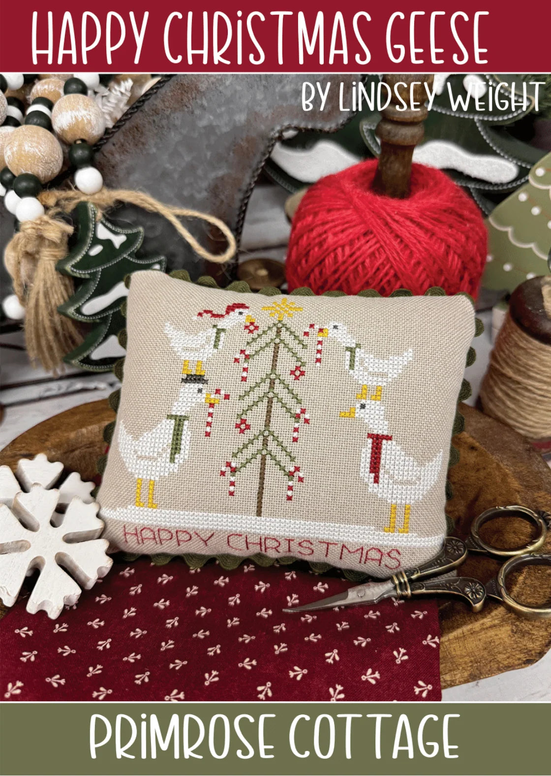 Happy Christmas Geese Cross Stitch Pattern Primrose Cottage Stitches
