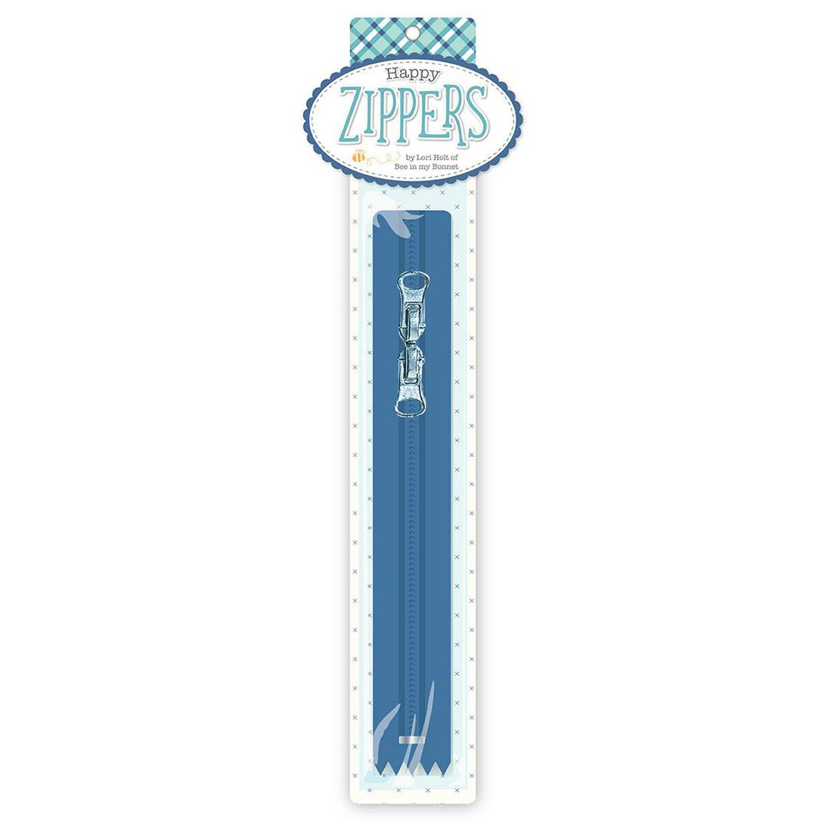16" Happy Zipper Denim Lori Holt of Bee in my Bonnet