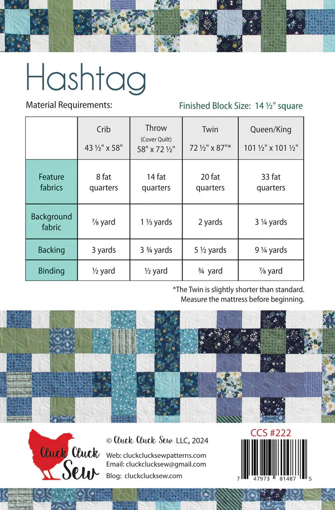 Hashtag Quilt Pattern by Cluck Cluck Sew