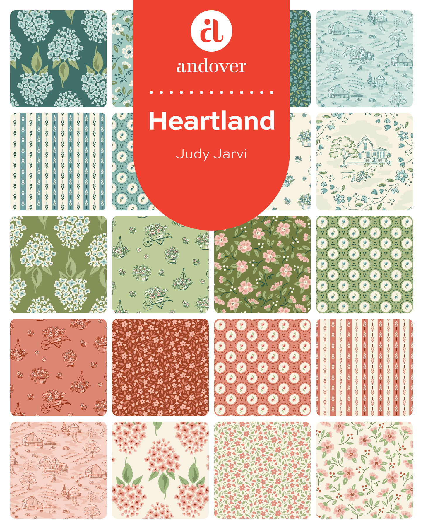 Heartland Harvest Stripe Prairie A1588G by Judy Jarvi for Andover Fabrics (sold in 25cm increments)