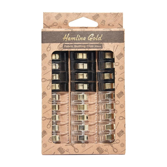 Hemline Gold Fabric Quilt Clips 30 Pieces