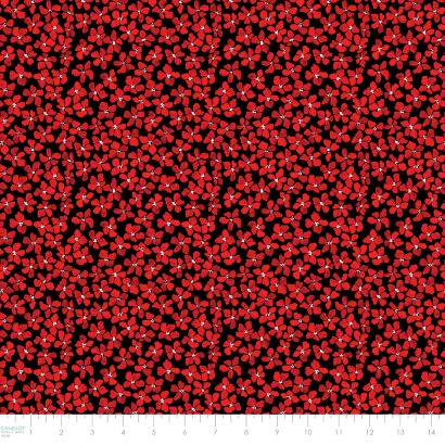 Hen House Floral Coordinates Red Black by Camelot Fabrics (sold in 25cm increments)