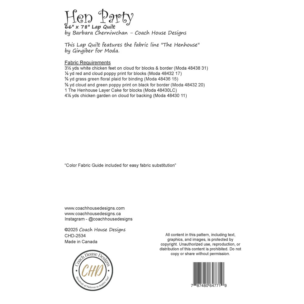 Hen Party Quilt Pattern by Coach House Designs
