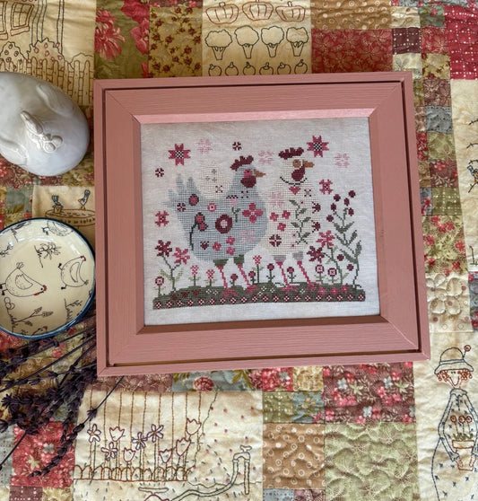 Hen Pecked Cross Stitch Pattern Pansy Patch Quilts and Stitchery