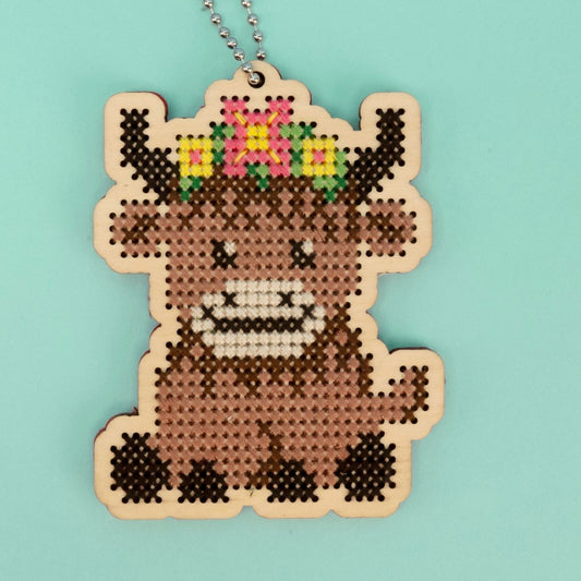 Highland Cow Ornament Cross Stitch Kit from Canadian Stitchery