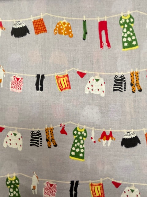 Washing Line Gray 1026-1620-2B by Oskikka for Hokkoh Fabrics (sold in 25cm increments)