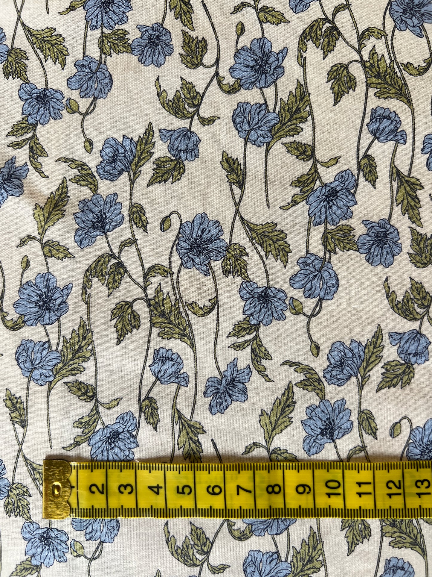 Blue Flower on White Lawn Fabric by Hokkoh (sold in 25cm increments)