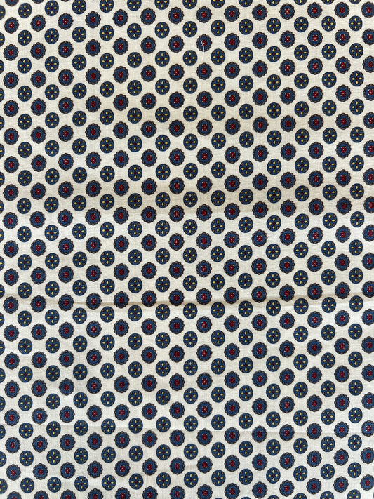 Pocket Square Medallion White Lawn Fabric by Hokkoh (sold in 25cm increments)