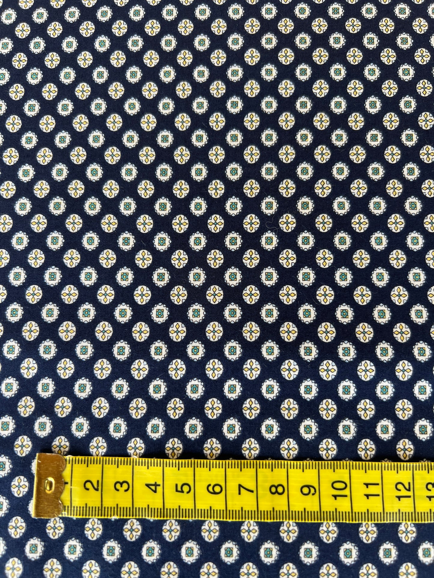 Pocket Square Medallion Navy Lawn Fabric by Hokkoh (sold in 25cm increments)
