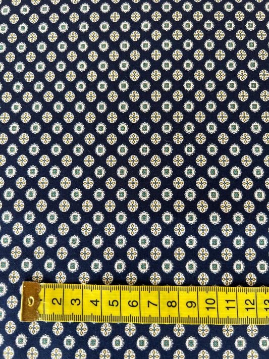 Pocket Square Medallion Navy Lawn Fabric by Hokkoh (sold in 25cm increments)