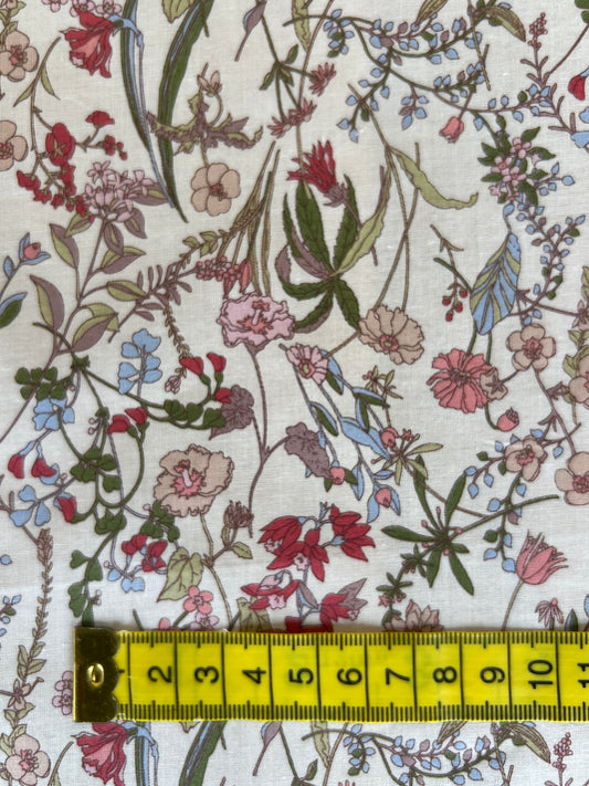 Meadow Flowers Pink Lawn Fabric by Hokkoh (sold in 25cm increments)