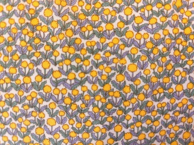 Yellow Flowers on White Lawn Fabric by Hokkoh (sold in 25cm increments)