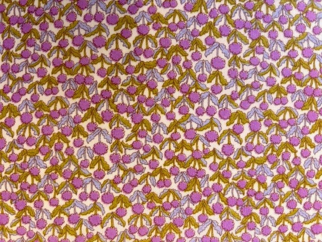 Purple Flowers on White Lawn Fabric by Hokkoh (sold in 25cm increments)