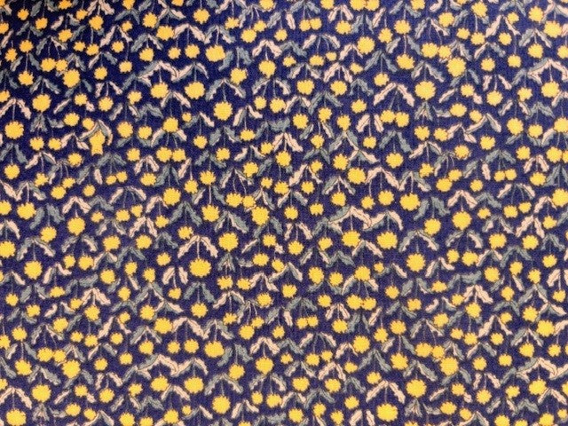 Yellow Flowers on Navy Lawn Fabric by Hokkoh (sold in 25cm increments)