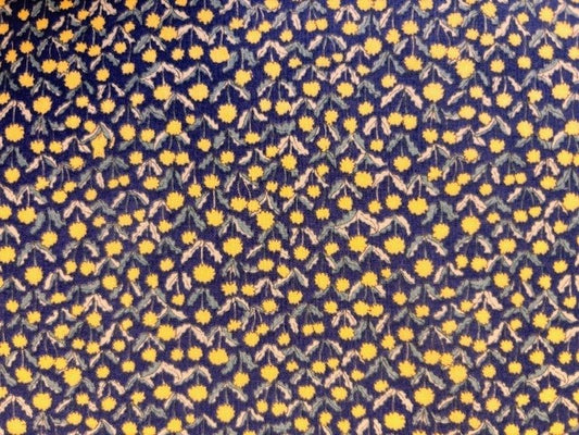 Yellow Flowers on Navy Lawn Fabric by Hokkoh (sold in 25cm increments)