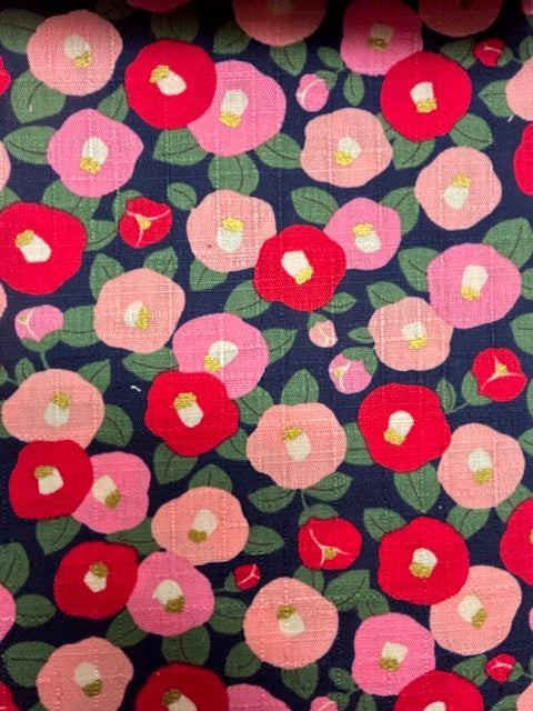 Floral Dobby Navy Fabric by Hokkoh (sold in 25cm increments)