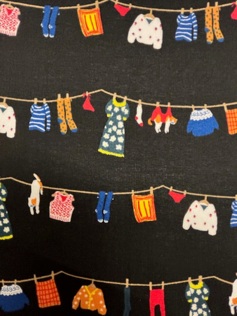 Washing Line Black 1026-1620-2E by Oskikka for Hokkoh Fabrics (sold in 25cm increments)