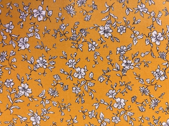 Scattered Flowers Mustard Lawn Fabric by Hokkoh (sold in 25cm increments)