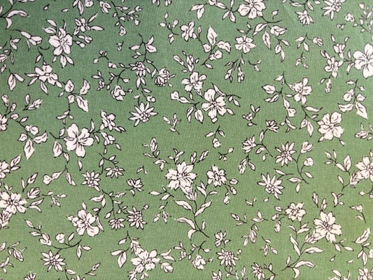 Scattered Flowers Green Lawn Fabric by Hokkoh (sold in 25cm increments)