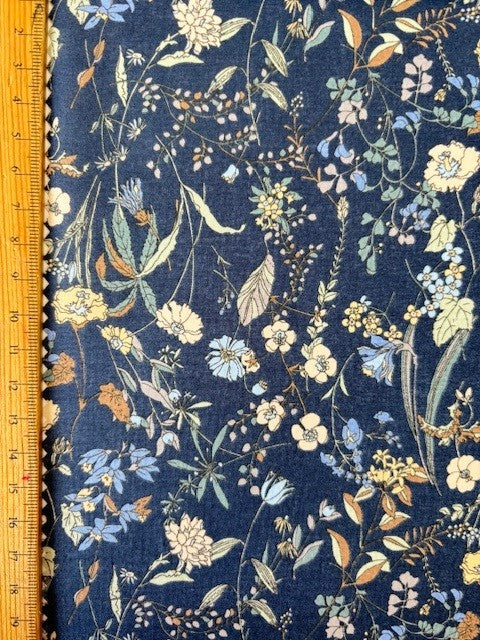 Meadow Flowers Pale Navy Lawn Fabric by Hokkoh (sold in 25cm increments)