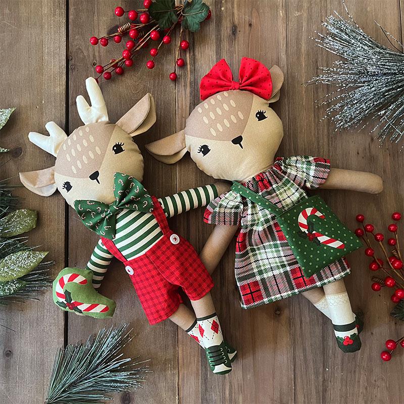 Holiday Cheer Reindeer Stuffies Panel by Stacy Iest Hsu for Moda Fabrics