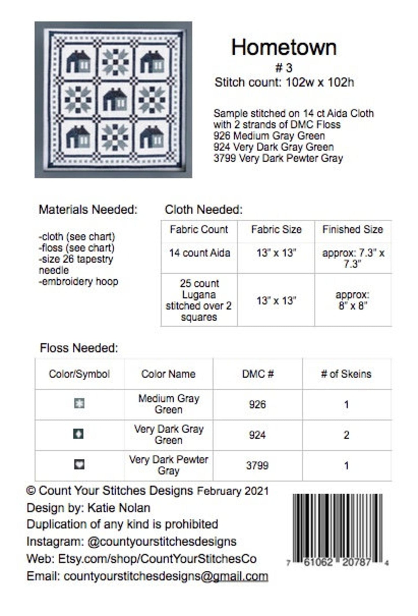 Hometown Cross Stitch Pattern by Count Your Stitches Designs